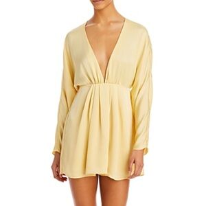 NEW Size 4 Ramy Brook Tanya Plunge V Neck Satin Mini Dress Daffodil Yellow